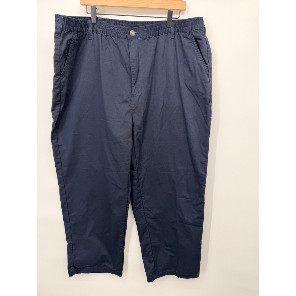 Haband Ice House Slacks Mens 44 Navy Blue Excellent Flannel Lined Elastic Waist